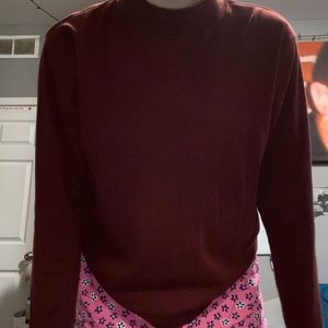 maroon mock neck long sleeve